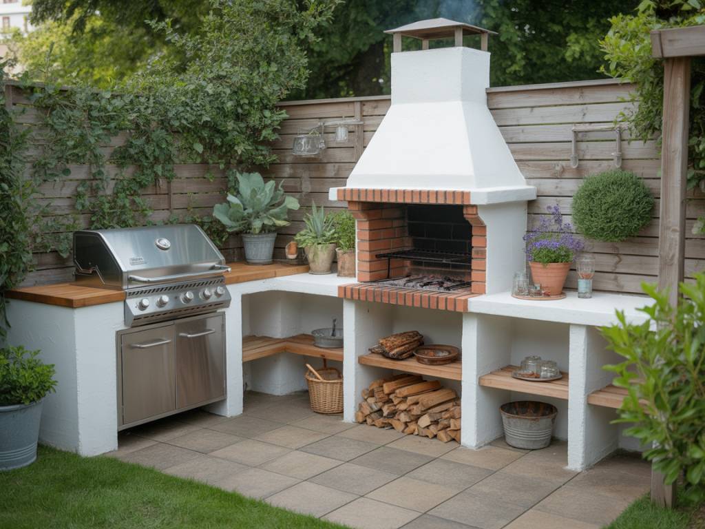 Barbeque area in garden planning for relaxed outdoor cooking